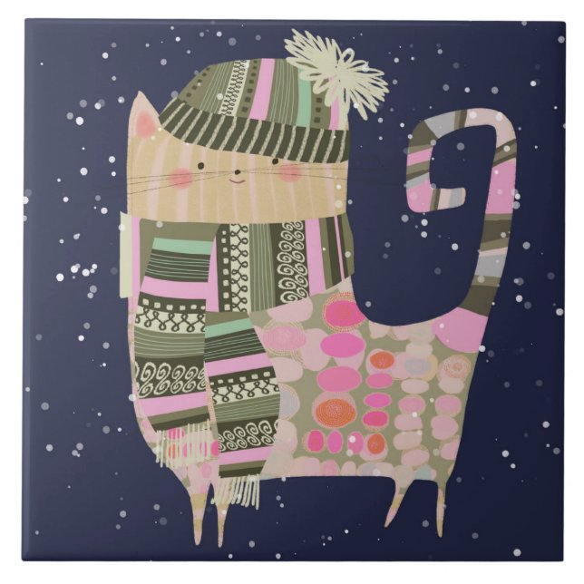 Azulejo Fancy Cat Ceramic Kitchen Tile (Frente)