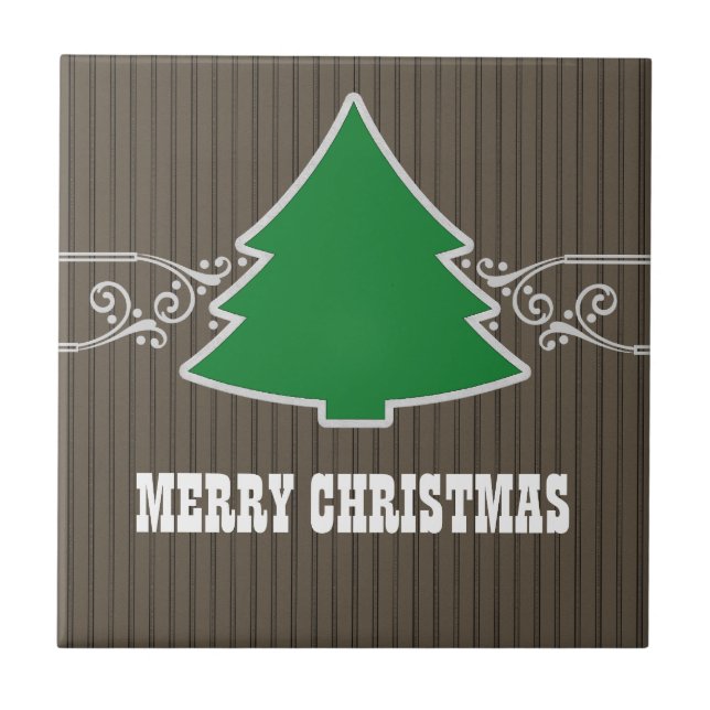 Azulejo Fancy Christmas Tree Swirls Tile (Frente)