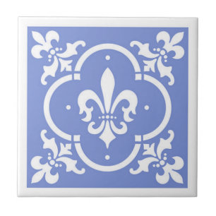 Azulejo Fancy Fleur De Lis Blue