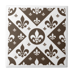 Azulejo Fancy Fleur De Lis Tan