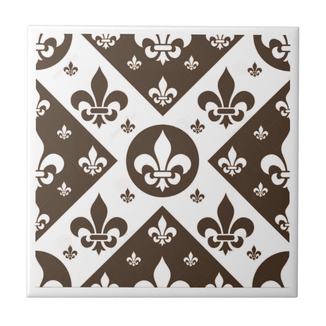 Azulejo Fancy Fleur De Lis Tan (Frente)