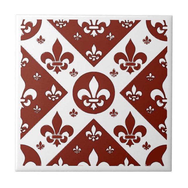 Azulejo Fancy Fleur De Lis Tan (Frente)