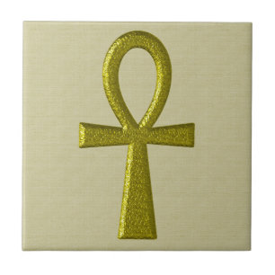 Azulejo Fancy Gold Ankh Tile
