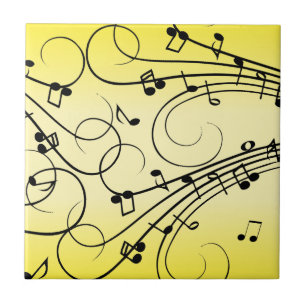 Azulejo Fancy Music Notes Yellow