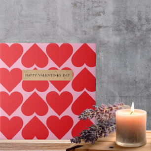 Azulejo Fancy Romántico Patrón De Corazones Rojo Y Rosa Co