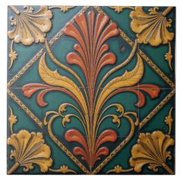 Azulejo Fanfarria floral en Esmeralda