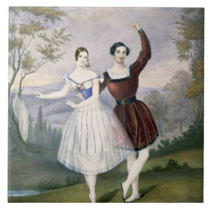 Azulejo Fanny Cerrito (1817-1909) y Sigr. Guerra, en