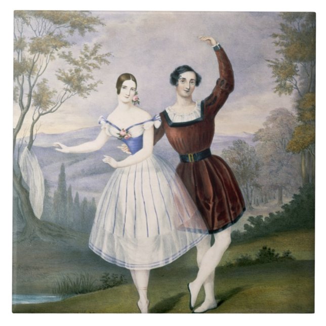 Azulejo Fanny Cerrito (1817-1909) y Sigr. Guerra, en (Frente)