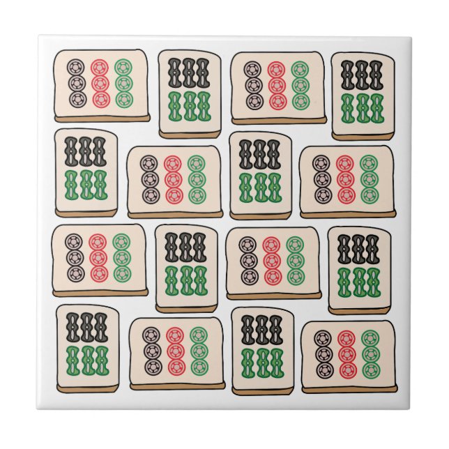 Azulejo Fans de estrategia de suerte de Mahjong (Frente)