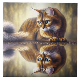 Azulejo Fantasía Agua Reflexión Gata Cuta