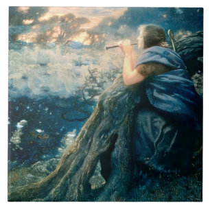 Azulejo "Fantasía al anochecer" de Edward Robert Hughes