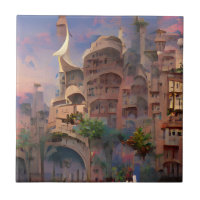 Fantasía arábica vivienda palmeras arte digital