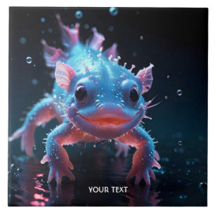 Azulejo Fantasía Cute Blue Sonriente Axolotl
