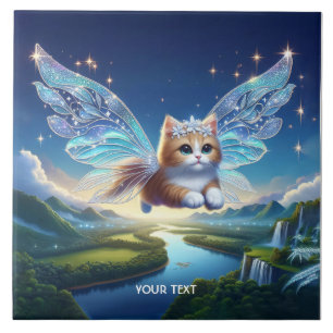 Azulejo Fantasía Cute Flying Cat Wings