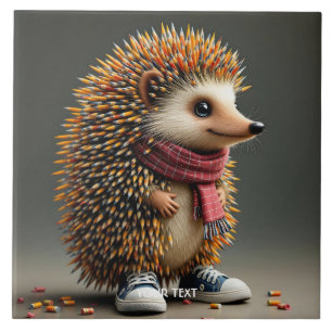 Azulejo Fantasía Cute Hedgehog Agujas negras