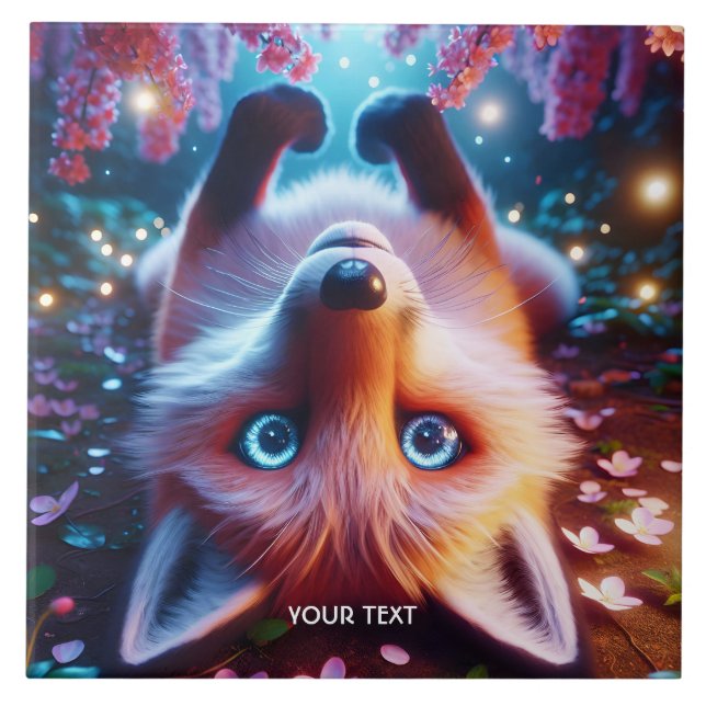 Azulejo Fantasía Cute Laying Fox (Frente)