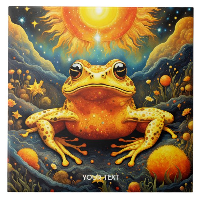 Azulejo Fantasía Cute Rana Amarilla Sol (Frente)