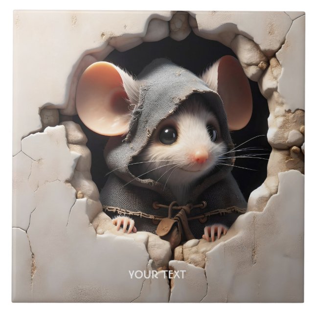 Azulejo Fantasía Cute Ratón Cortado Muro (Frente)