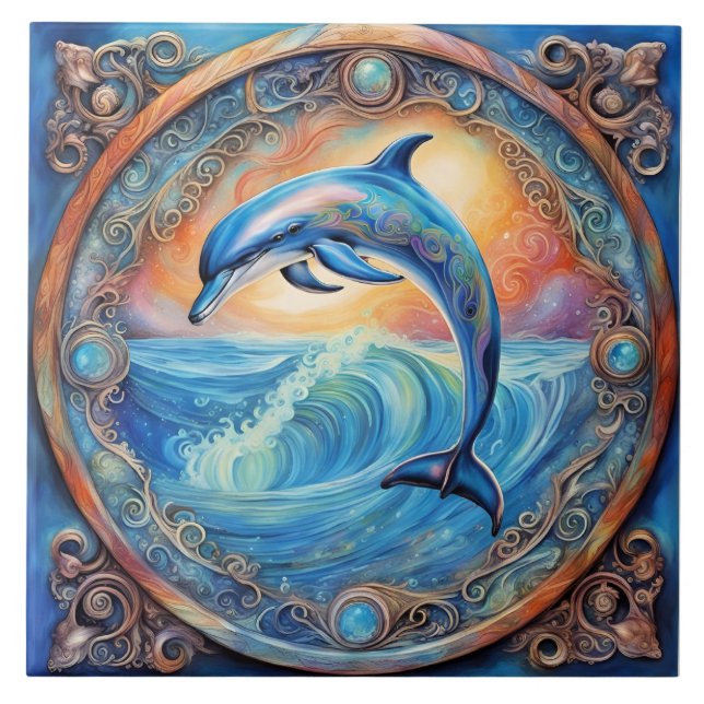 Azulejo Fantasía de delfines (Frente)