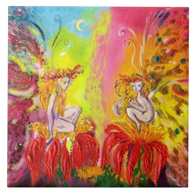 AZULEJO FANTASÍA DE FLORES ROJOS (Frente)