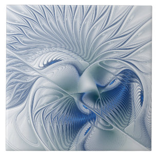 Azulejo Fantasía dinámica tonos azules arte fractal abstra