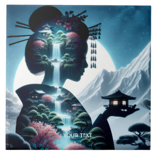 Azulejo Fantasía en un paisaje de Chica japonés