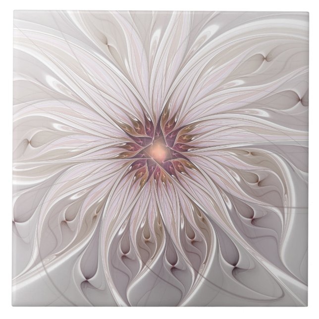 Azulejo Fantasía floral, flor pastel moderna abstracta (Frente)