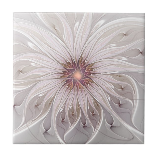 Azulejo Fantasía floral, flor pastel moderna abstracta (Frente)
