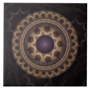 Azulejo Fantasía fractal de hadas redondas oscura de fanta