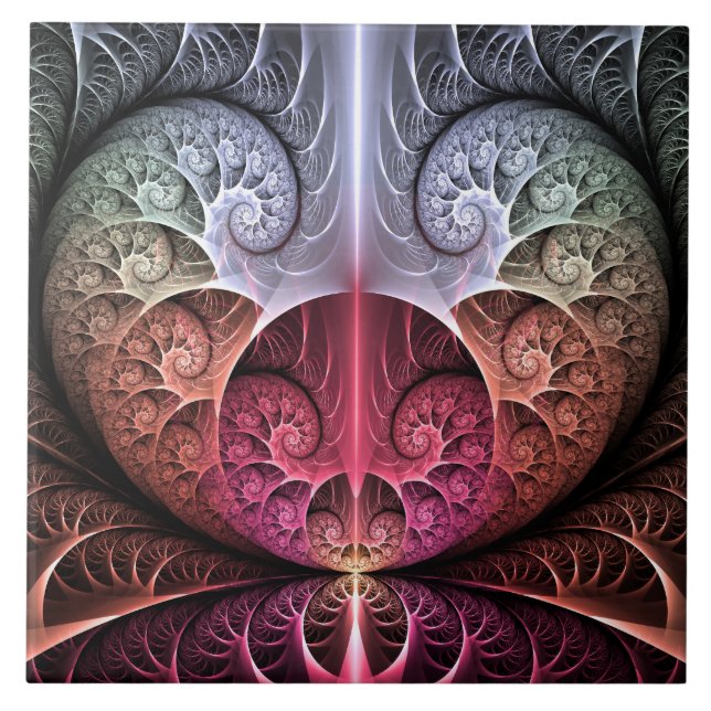 Azulejo Fantasía irreal abstracta arte fractal (Frente)