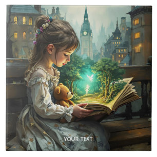 Azulejo Fantasía linda Chica leyendo