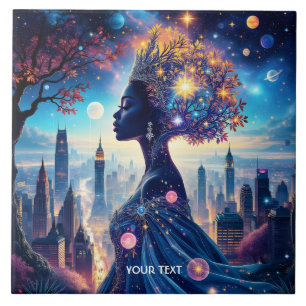 Azulejo Fantasía linda dama negra