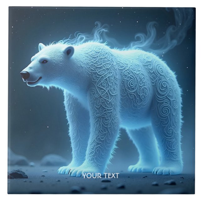 Azulejo Fantasía lindo oso polar fantasmal (Frente)