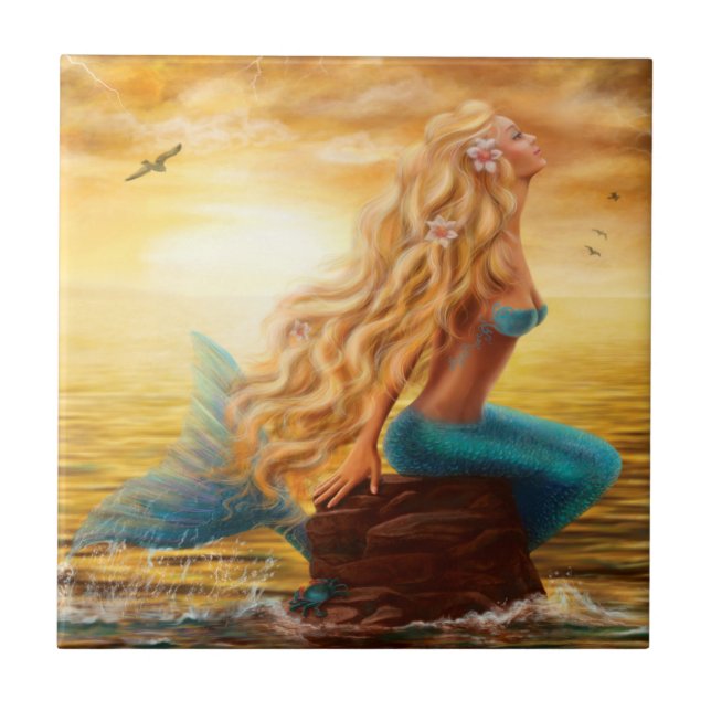 Azulejo Fantasía Mermaid Cerámica Tile (Frente)