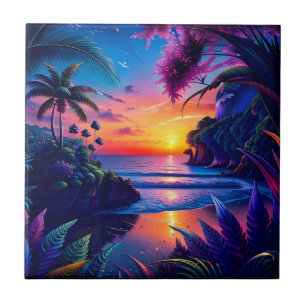 Azulejo Fantasía Playa Tropical Dos