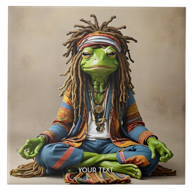 Azulejo Fantasía Rana Cuta Borda Meditación (Frente)