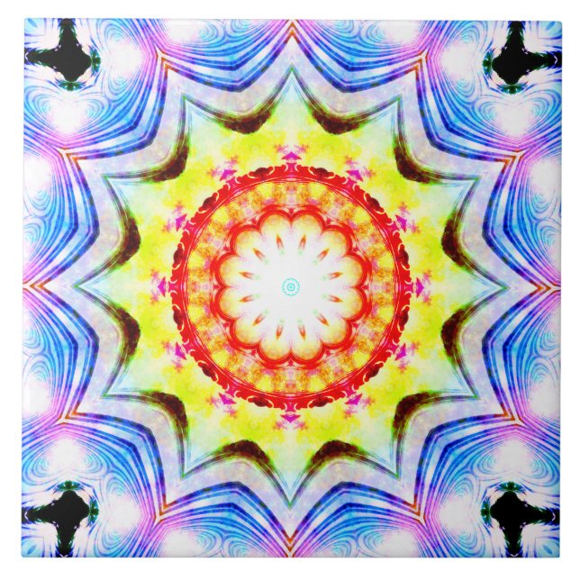 Azulejo Fantasía Sacerdote Mage Magia Vibrante Mandela (Frente)