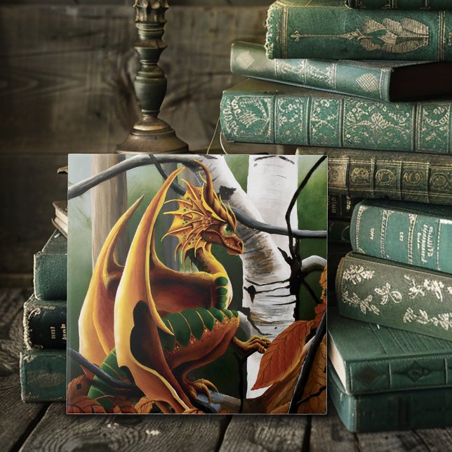 Azulejo Fantasía verde del Naranja Dragón de Otoño (Subido por el creador)