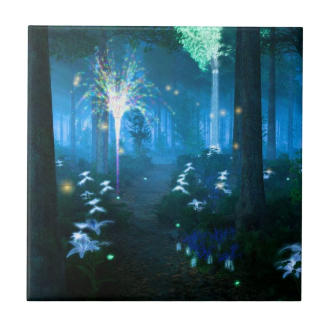 Azulejo Fantasías: Noche en mosaico de tierras de hadas /  (Frente)