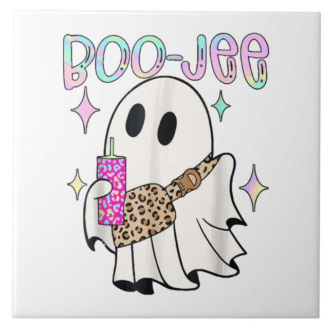 Azulejo Fantasma de Halloween divertido Boo Jee (Frente)