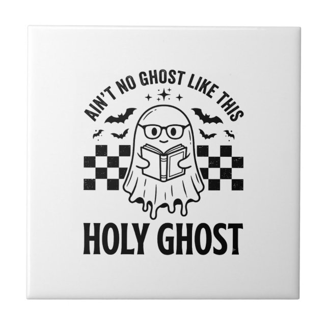 Azulejo Fantasma de Halloween Espíritu Santo Divertido Vin (Frente)