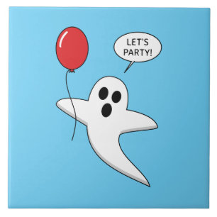 Azulejo Fantasma Personalizado con globo rojo