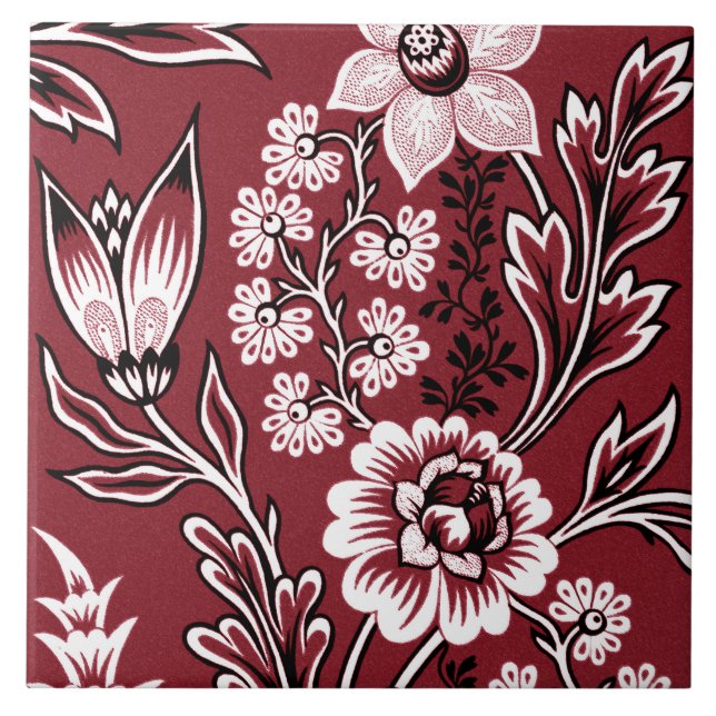 Azulejo Fantastic Flowers (Maroon) Fine Art (Frente)