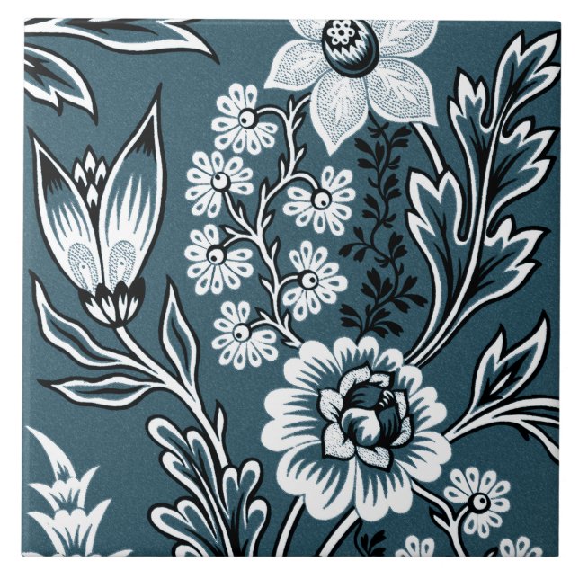 Azulejo Fantastic Flowers (Slate Teal) Fine Art (Frente)