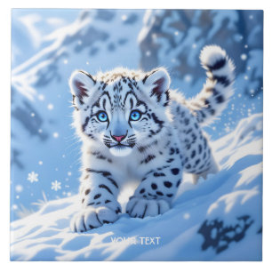 Azulejo Fantástico Cute Snow Baby Leopardo