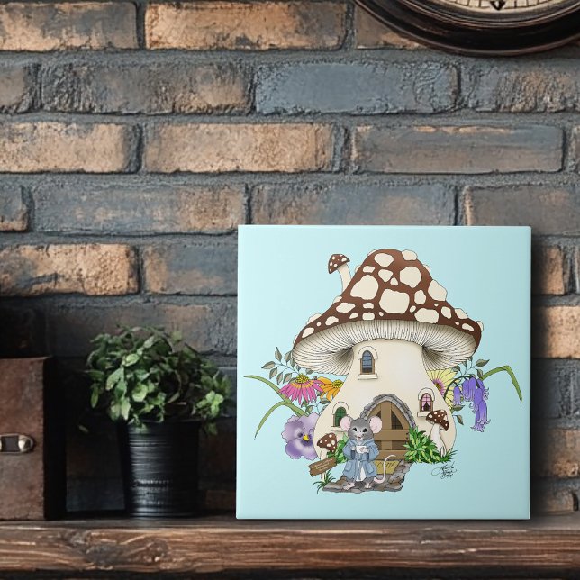 Azulejo Fantástico Ratón de Fantasía Casa de Hongo Floral  (Subido por el creador)