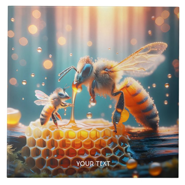 Azulejo Fantasy Abejas cutas Momma Baby (Frente)