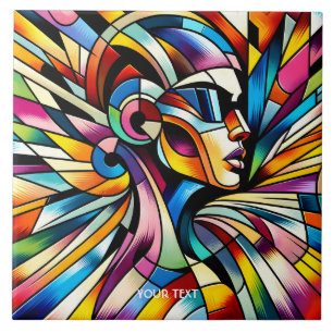 Azulejo Fantasy Cute abstrae mujer surrealista