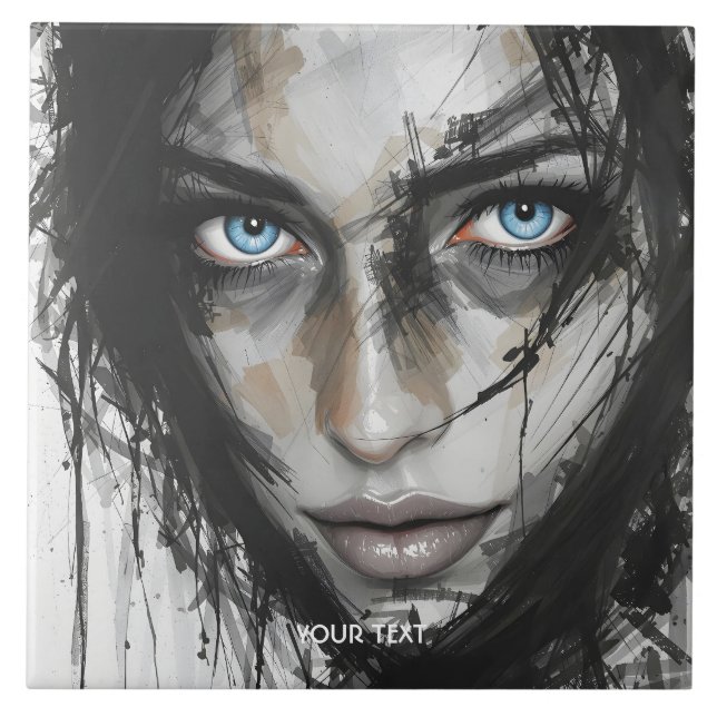 Azulejo Fantasy Cute Black Blue Chica (Frente)