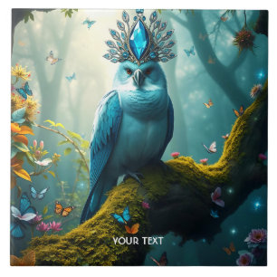 Azulejo Fantasy Cute Blue Bird Forest